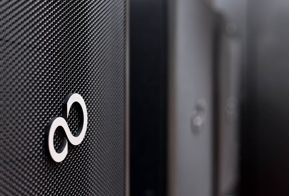 A close view of a perforated server cabinet door